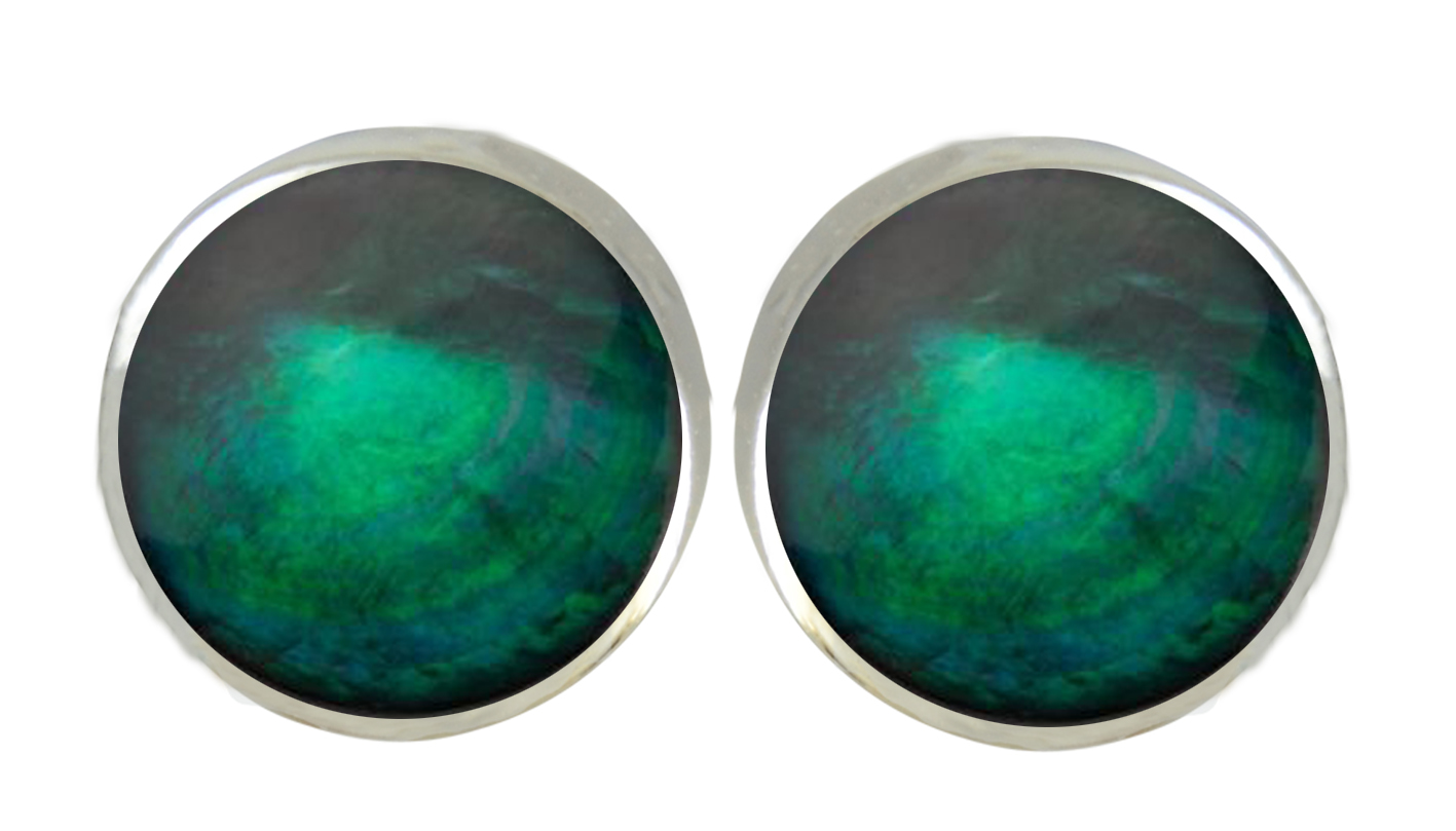 Ohrstecker GREEN MOP 6 mm 925 Silber rhodiniert Ohrstecker GREEN MOP 6 mm 925 Silber rhodiniert