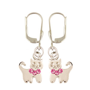 Ohrhänger Kätzchen rosa Glitzer 925 Silber