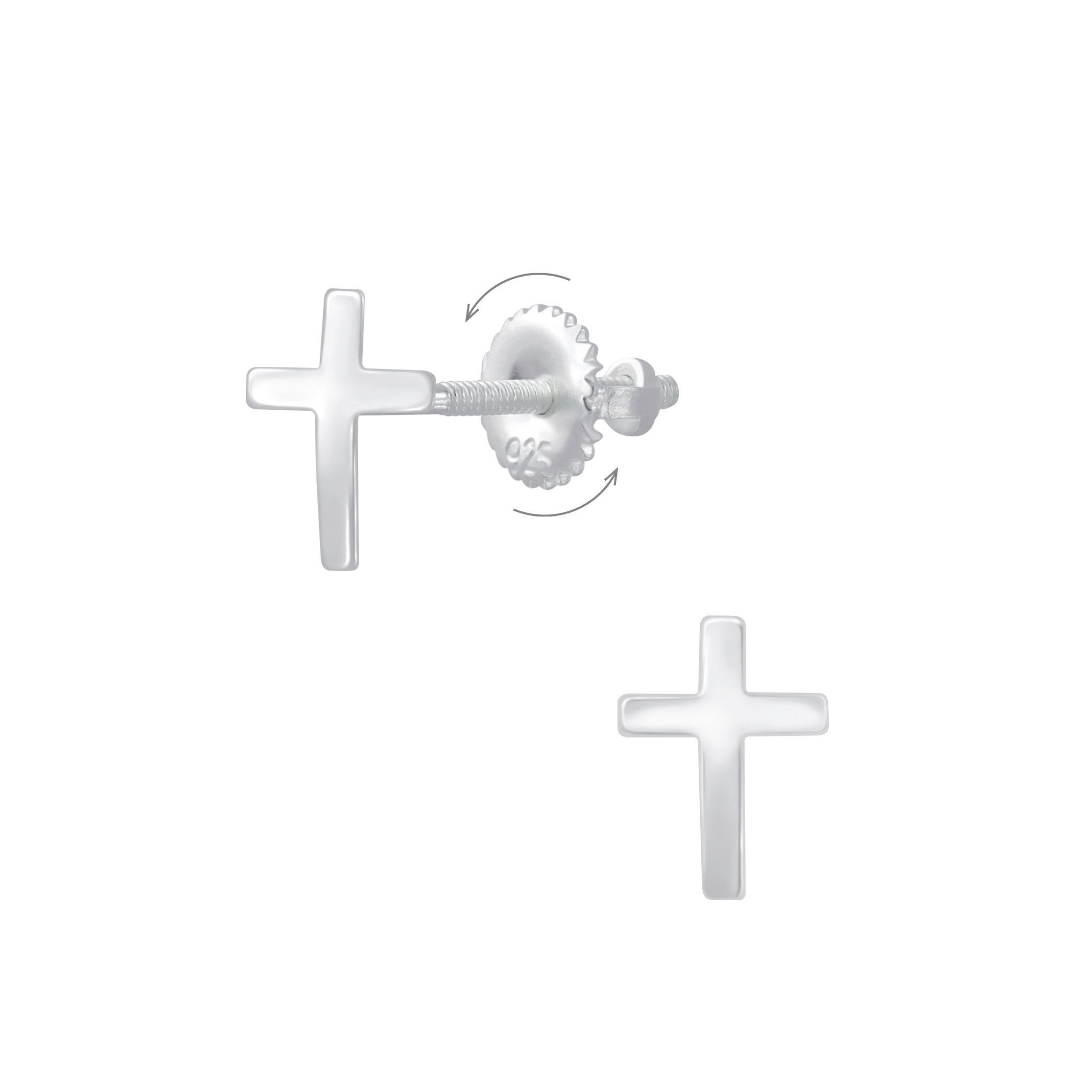 Ohrstecker Kreuz 8 mm 925 Silber Drehverschluss Ohrstecker Kreuz 8 mm 925 Silber Drehverschluss