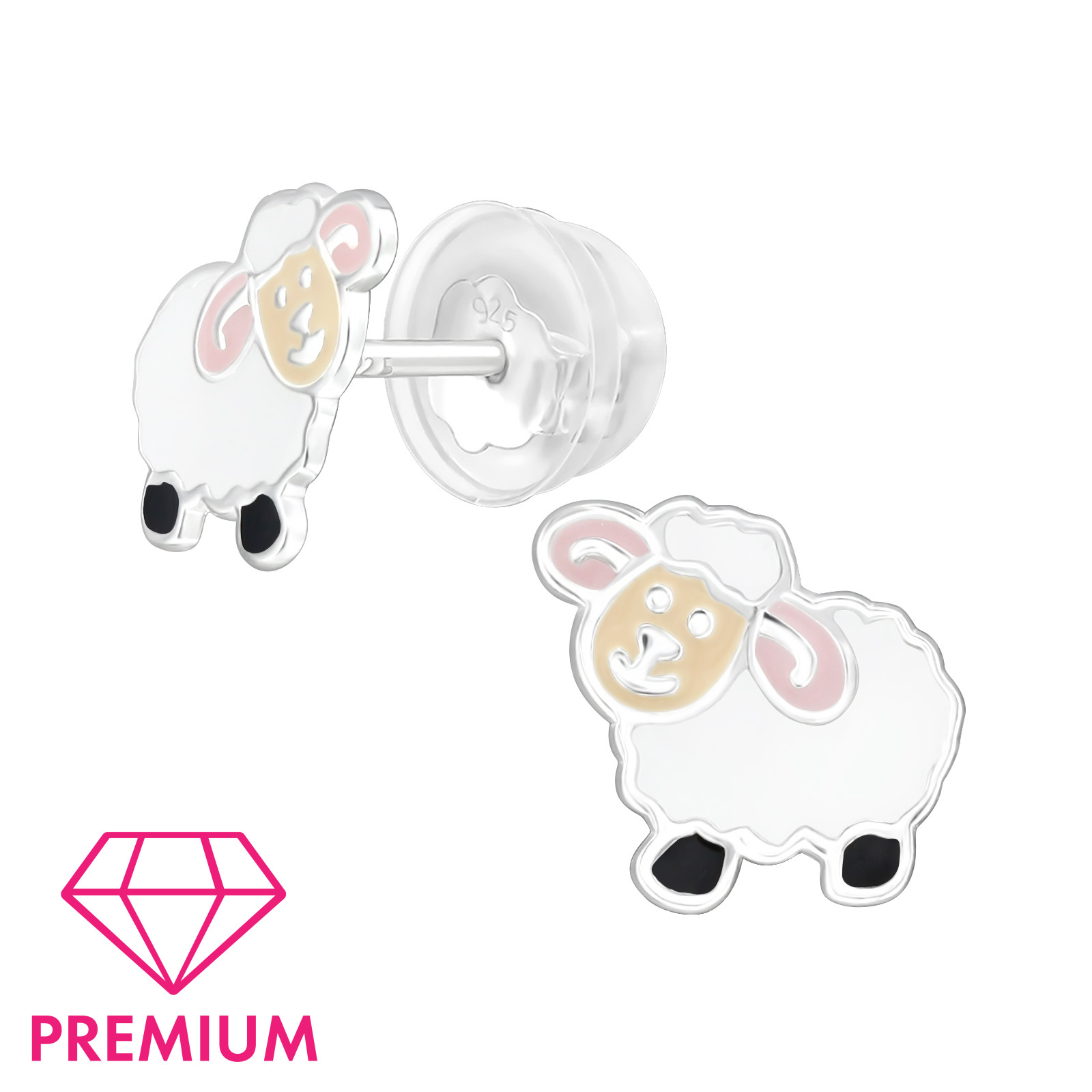 Ohrstecker Schäfchen PREMIUM 925 Silber e-coated Ohrstecker Schäfchen PREMIUM 925 Silber e-coated