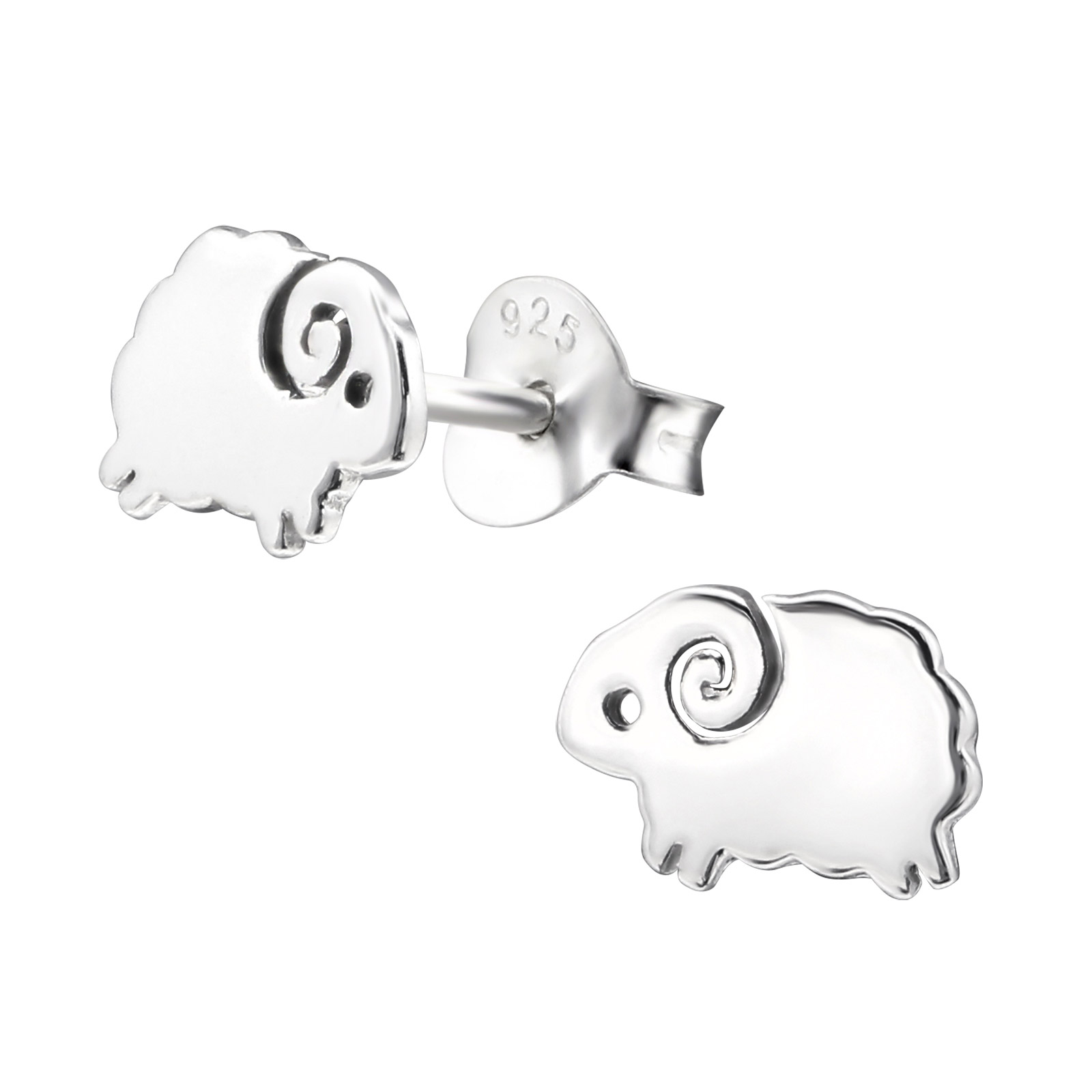 Ohrstecker kleines Schaf 925 Silber e-coated Ohrstecker kleines Schaf 925 Silber e-coated
