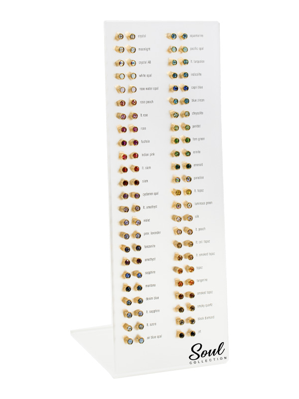 Display Ohrstecker Kristall 3 mm 48 Paar vergoldet