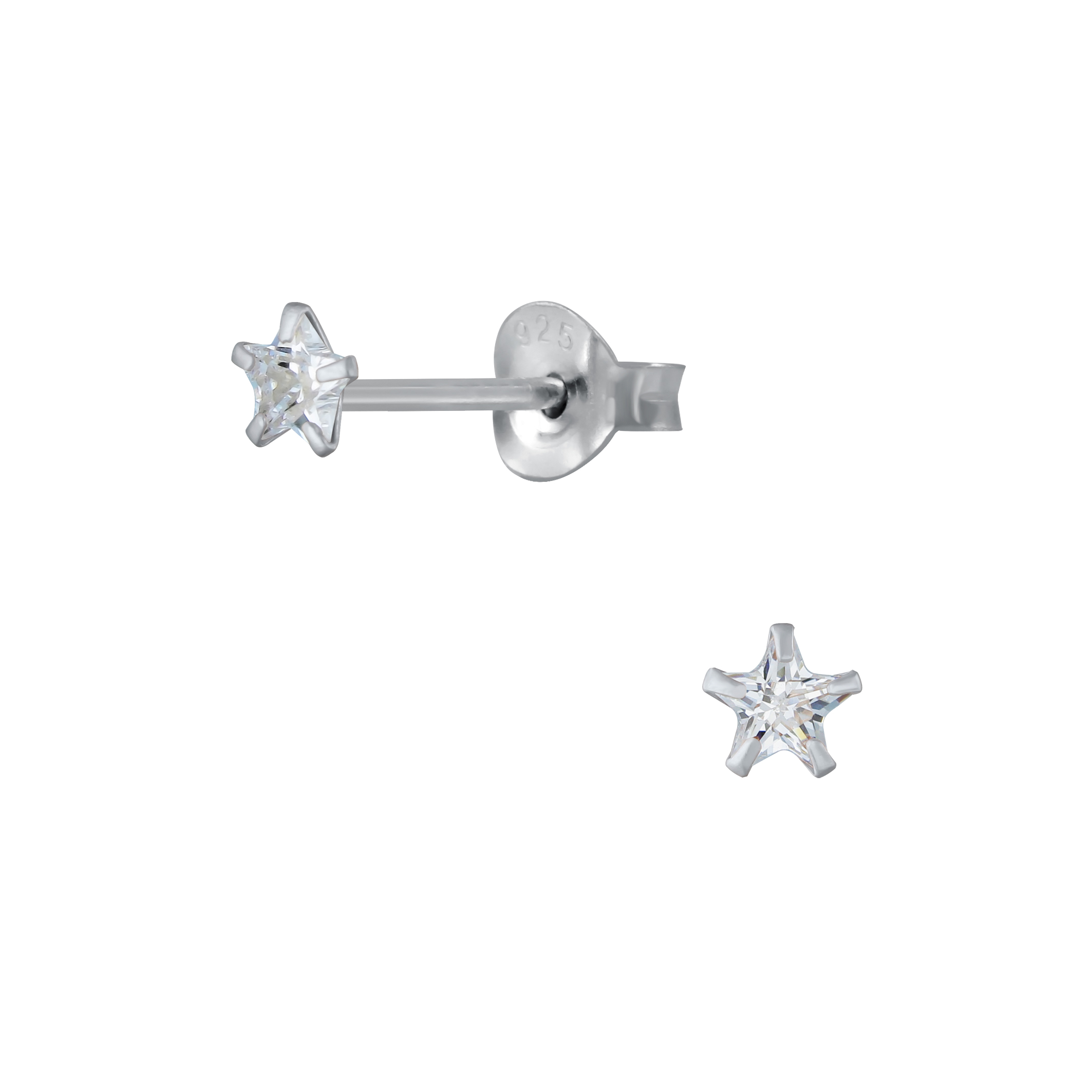 Ohrstecker Mini Glitzerstern 3 mm 925 Silber e-coated