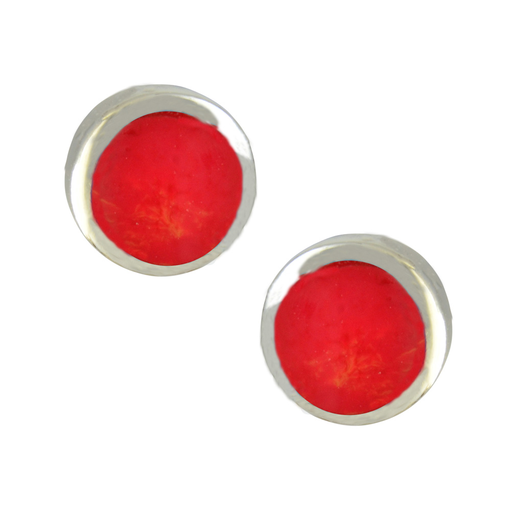 Ohrstecker RED CORAL 6 mm 925 Silber rhodiniert Ohrstecker RED CORAL 6 mm 925 Silber rhodiniert