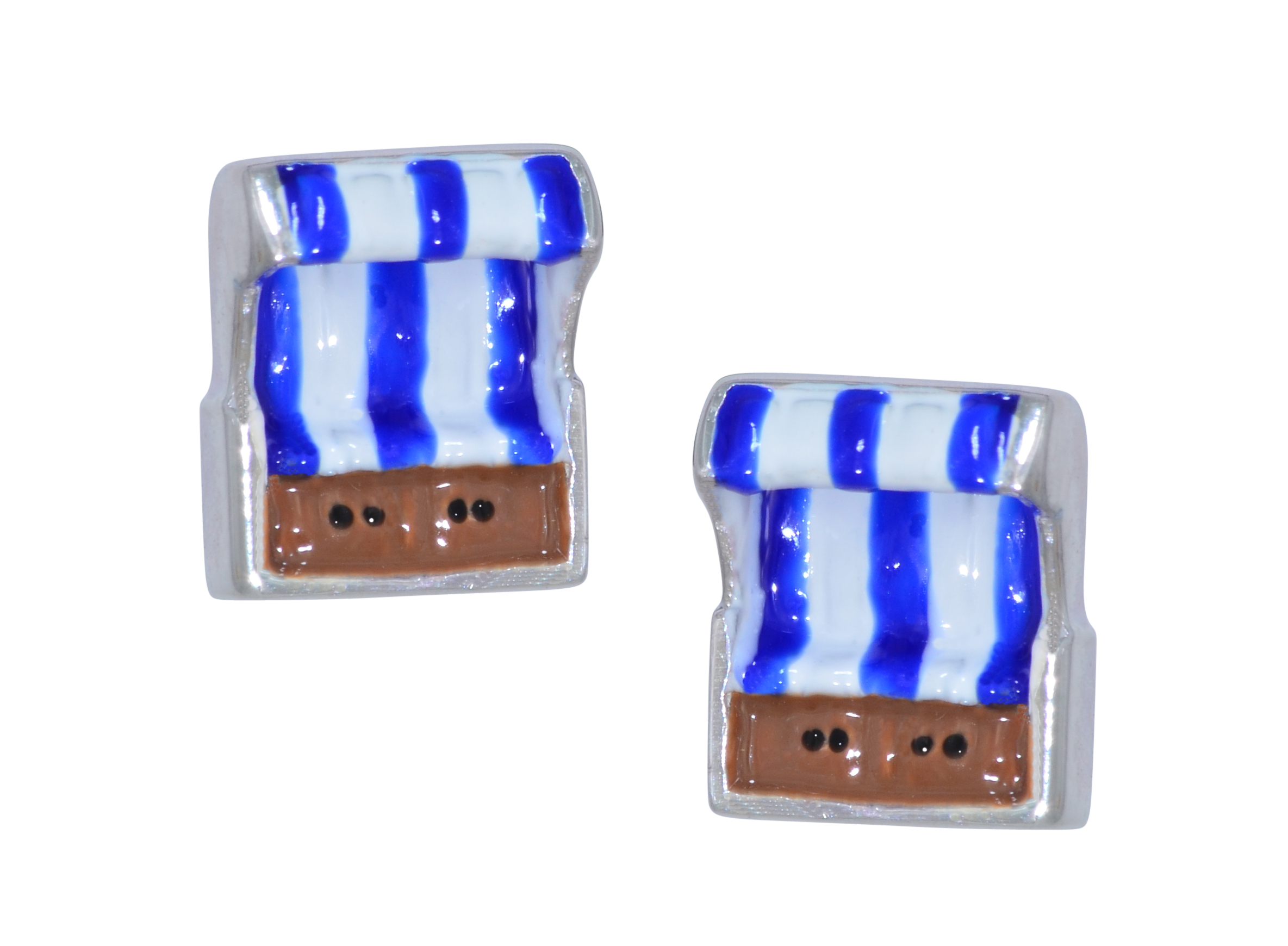 Ohrstecker Strandkorb blau 925 Silber