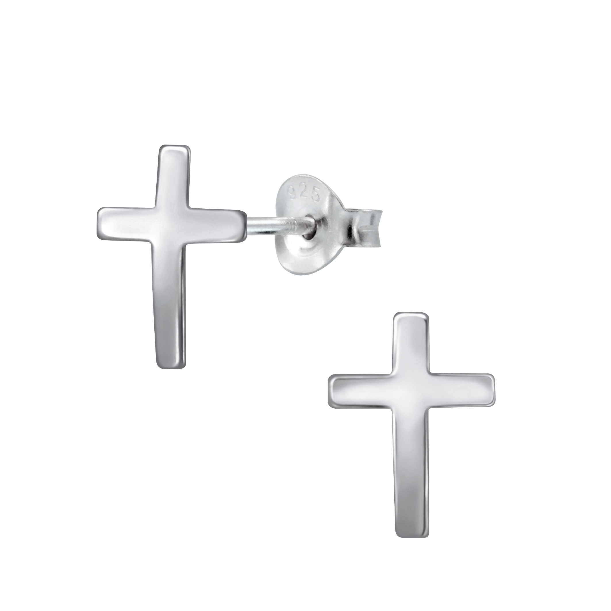 Ohrstecker Kreuz groß 925 Silber e-coated
