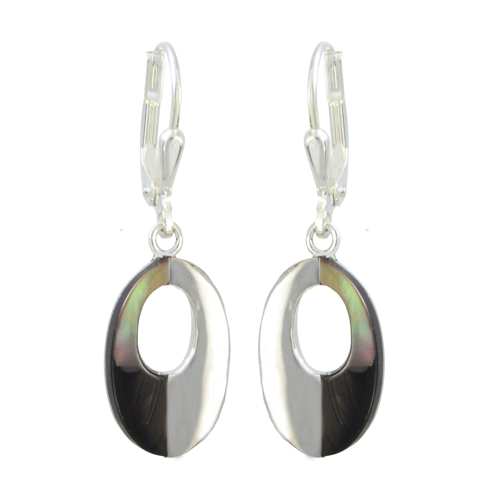 Ohrhänger oval BLACK LIP 2TONE 925 Silber rhodiniert Ohrhänger oval BLACK LIP 2TONE 925 Silber rhodiniert