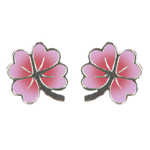 Kleeblatt Ohrstecker rosa 925 Silber e-coated