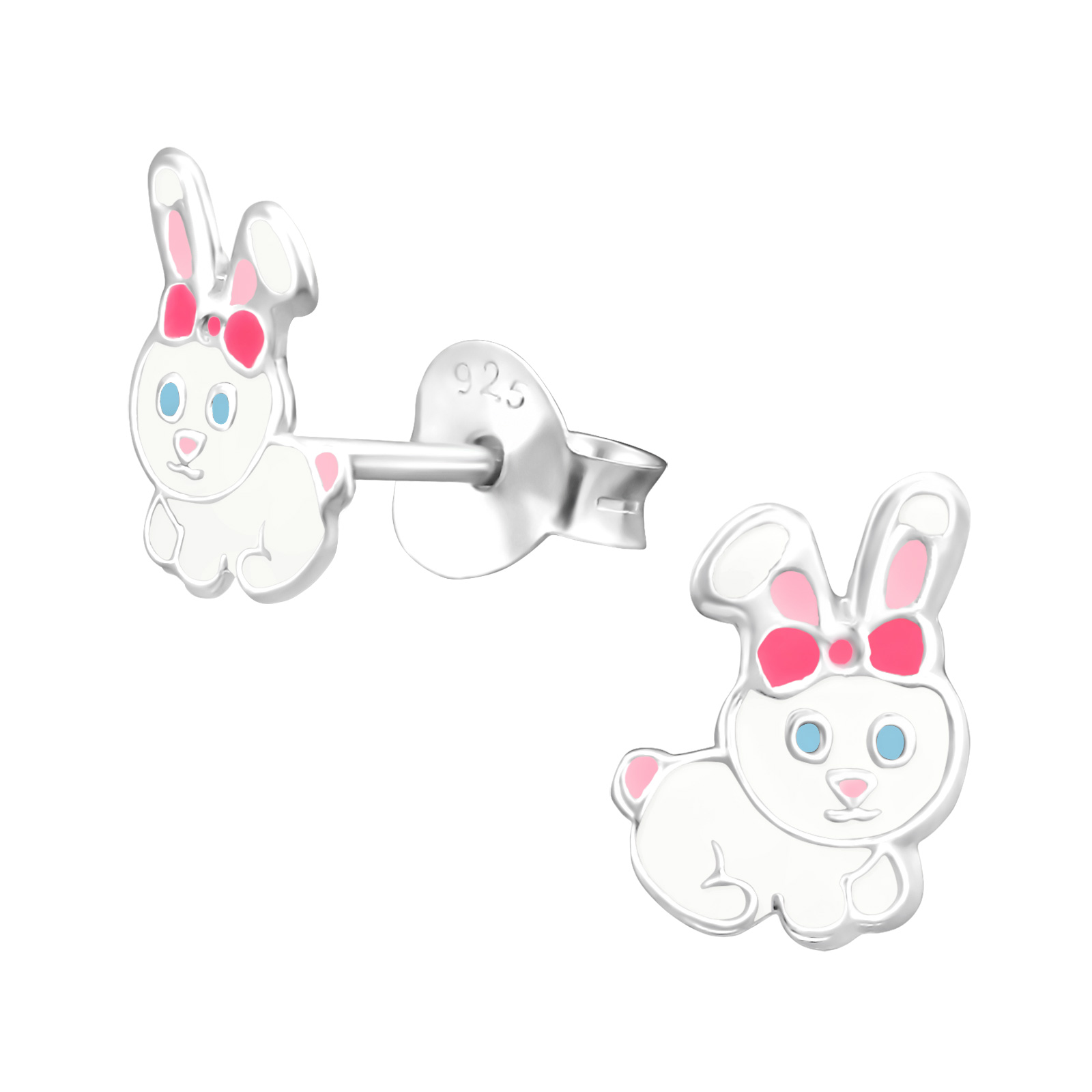 ES-APS2308-N1-37918 Ohrstecker weißes Häschen 925 Silber e-coated