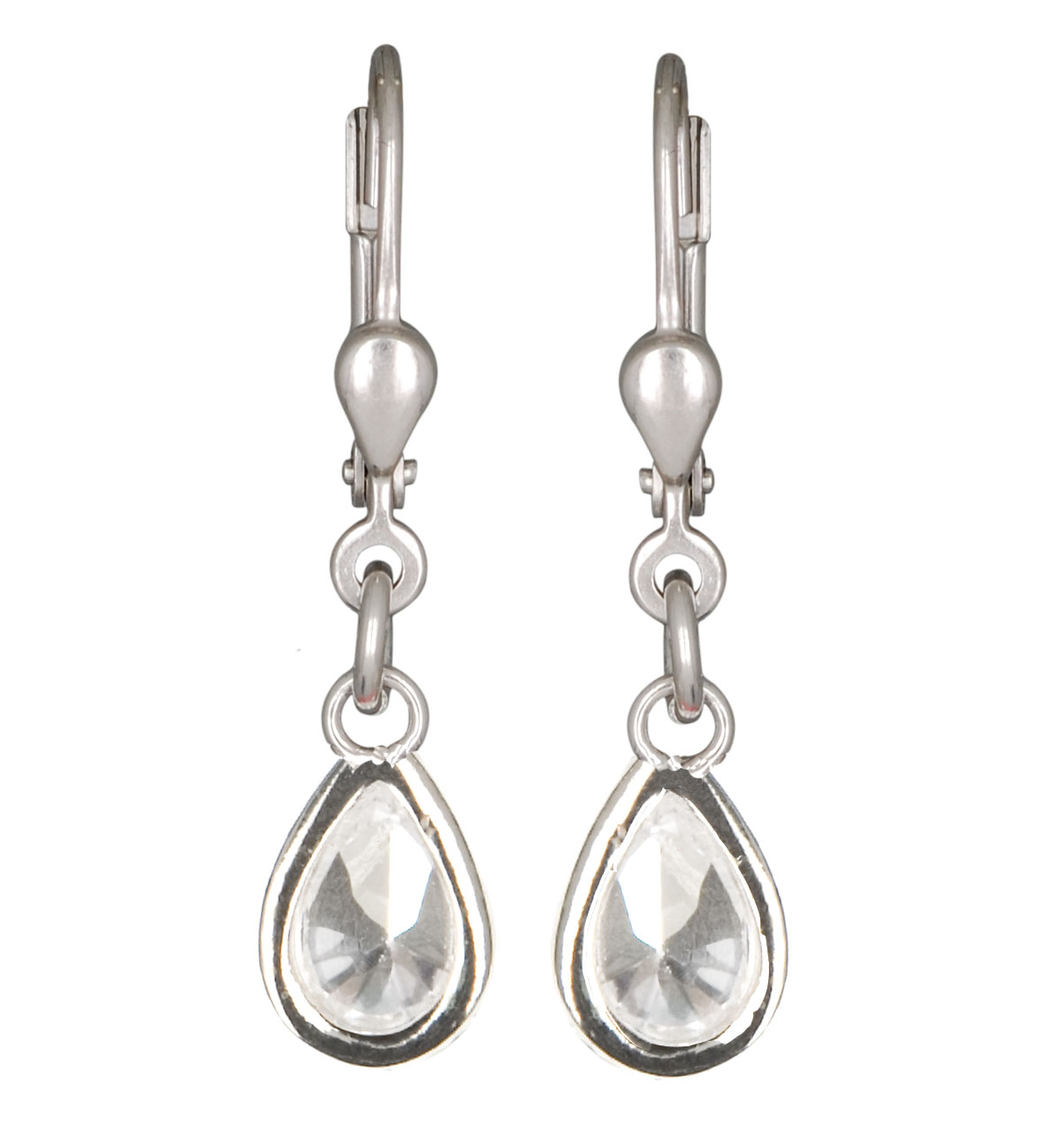 Ohrhänger Kristalltropfen 6 x 4 mm in Crystal 925 Silber