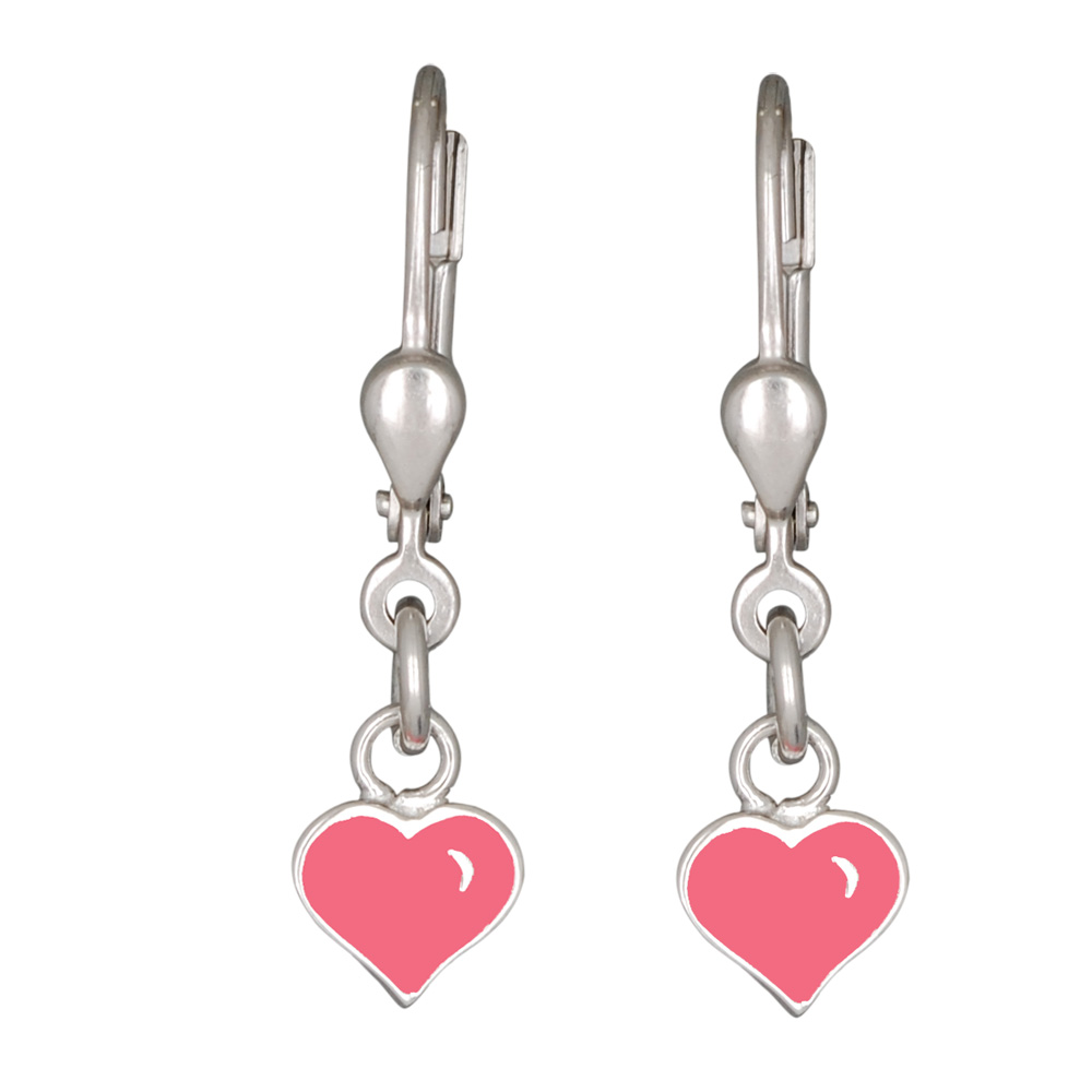 Ohrhänger Herz rosa 925 Silber e-coated
