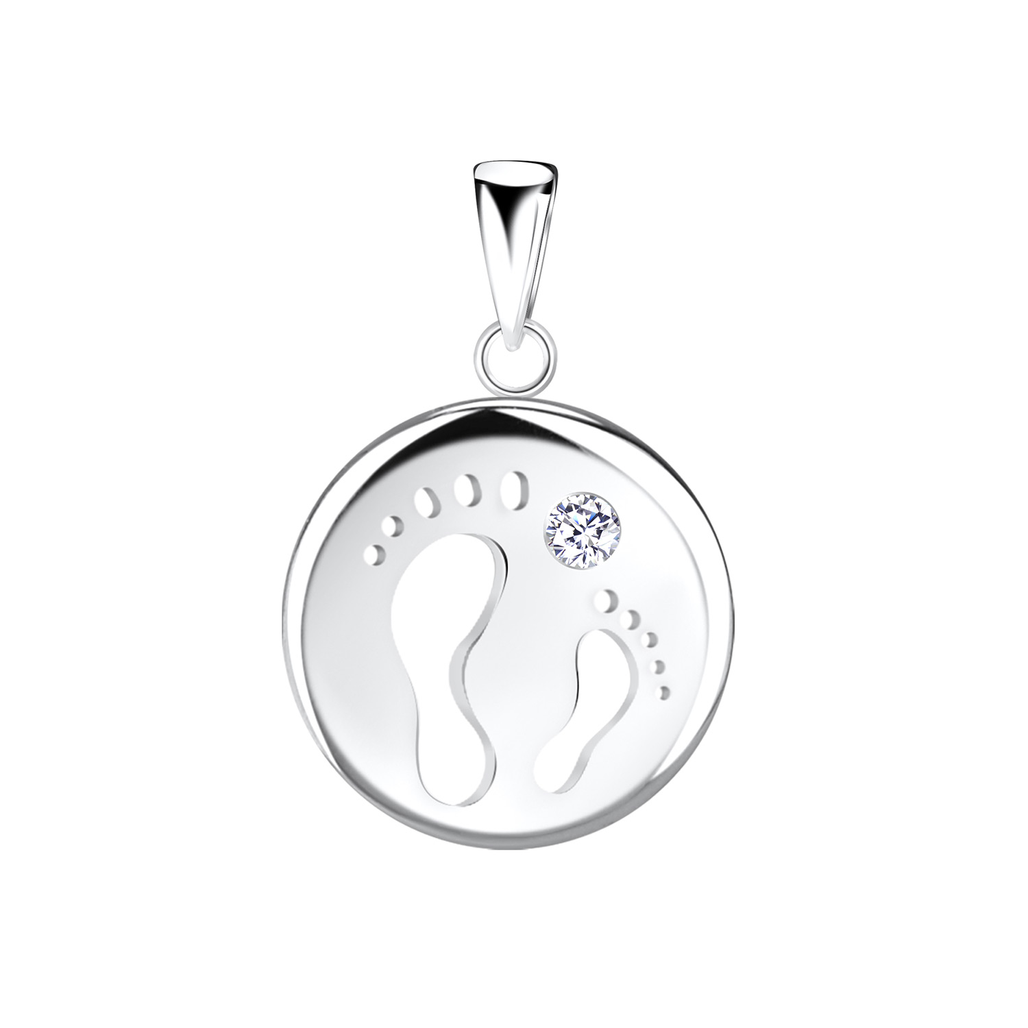 Anhänger Füsse mit Kristall 925 Silber e-coated Anhänger Füsse mit Kristall 925 Silber e-coated