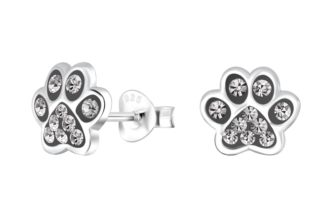 Ohrstecker Tatze black diamond 925 Silber e-coated