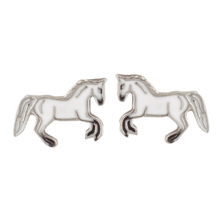 Ohrstecker weißes Pferd 925 Silber Ohrstecker weißes Pferd 925 Silber