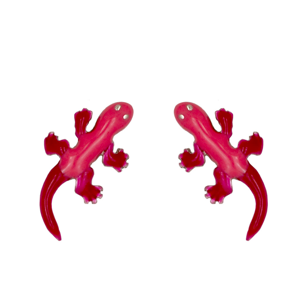 Eidechse Ohrstecker rot 925 Silber