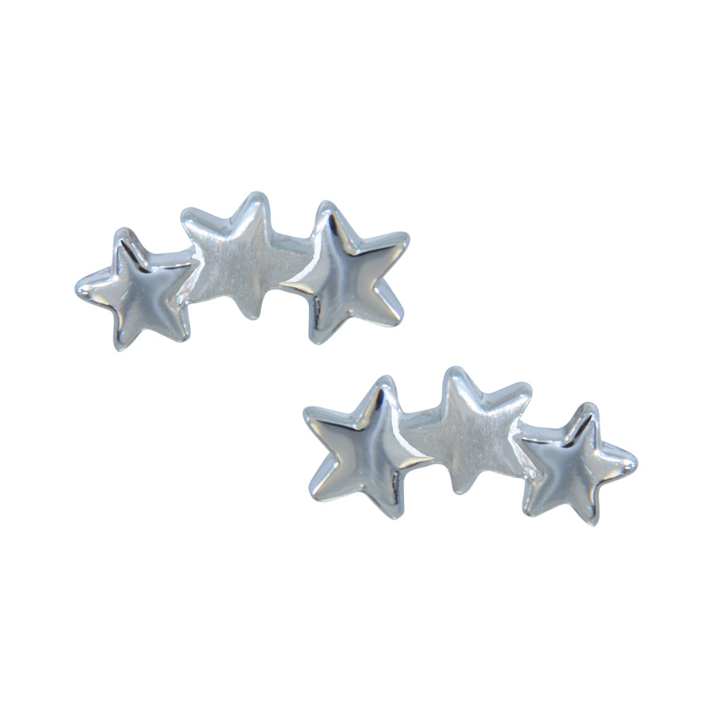 Ohrstecker Dreigestirn halbrund 925 Silber, ein Stern mattiert Ohrstecker Dreigestirn halbrund 925 Silber, ein Stern mattiert