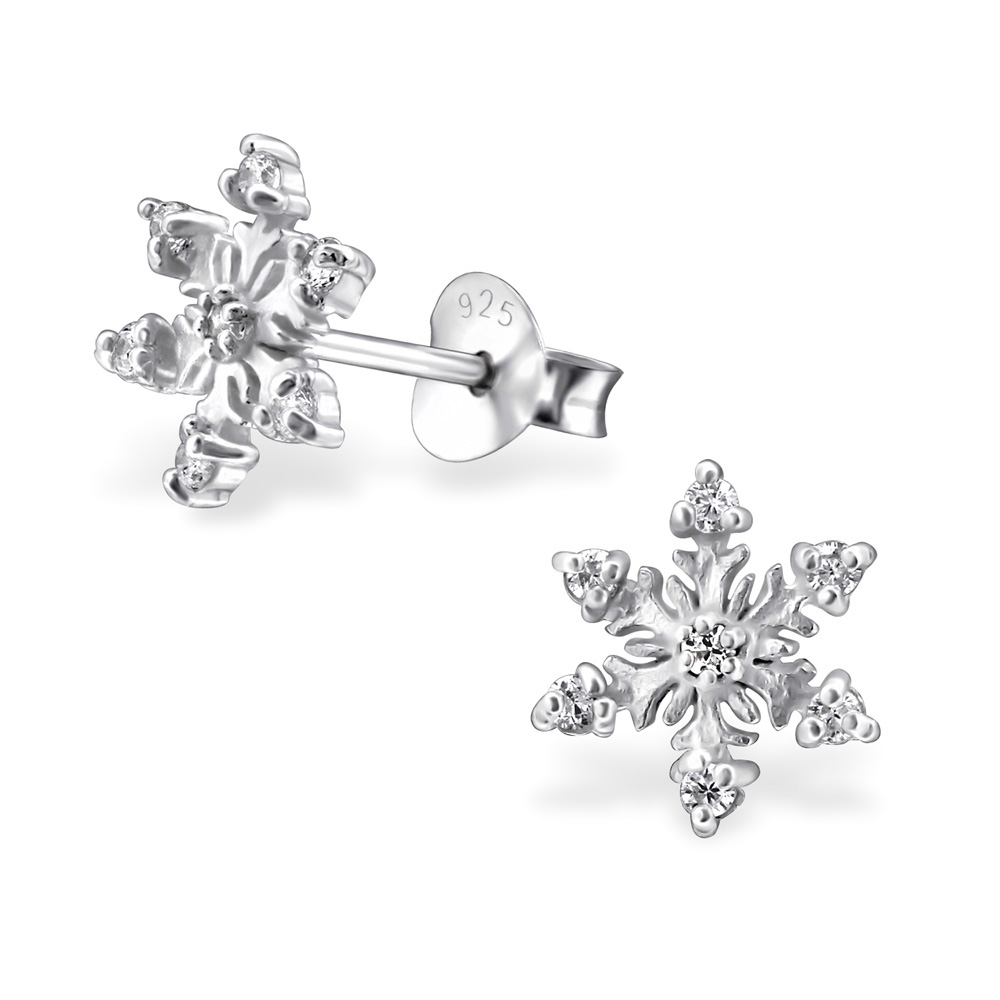 Ohrstecker Schneeflocke verspielt 925 Silber Kristall Ohrstecker Schneeflocke verspielt 925 Silber Kristall
