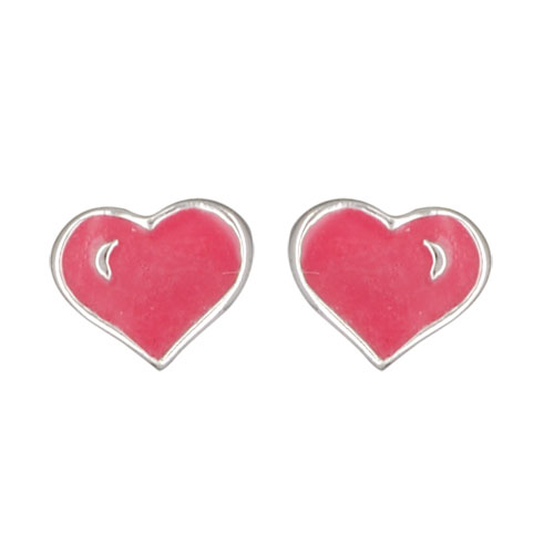 Ohrstecker rosa Herz 925 Silber e-coated Ohrstecker rosa Herz 925 Silber e-coated