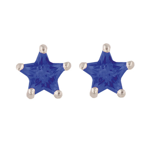 Ohrstecker Stern aus Kristall blau 925 Silber