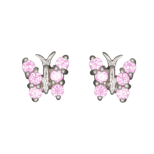 ohrstecker-schmetterling-mit-rosa-kristallen-925-silber-e-coated-14535 Ohrstecker Schmetterling mit rosa Kristallen 925 Silber e-coated