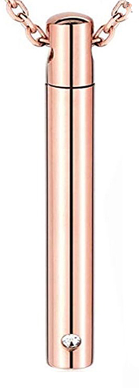 Memorial Anhänger Zylinder 6x42 mm Kristall ROSÉ GOLD mit 50 cm Kette Memorial Anhänger Zylinder 6x42 mm Kristall ROSÉ GOLD mit 50 cm Kette