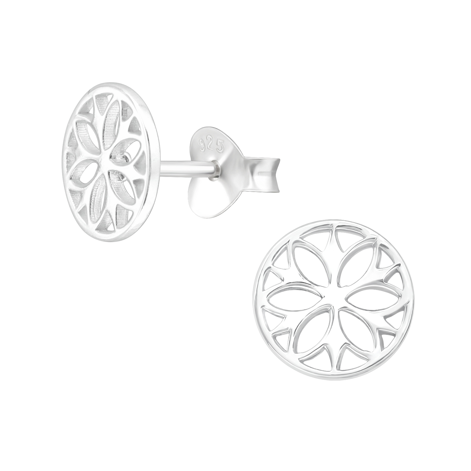 Ohrstecker runde Blume antik 925 Silber e-coated Ohrstecker runde Blume antik 925 Silber e-coated
