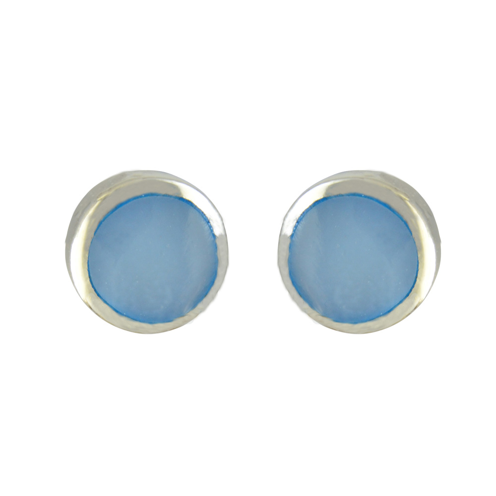 Ohrstecker Blue Mop 6 mm 925 Silber rhodiniert
