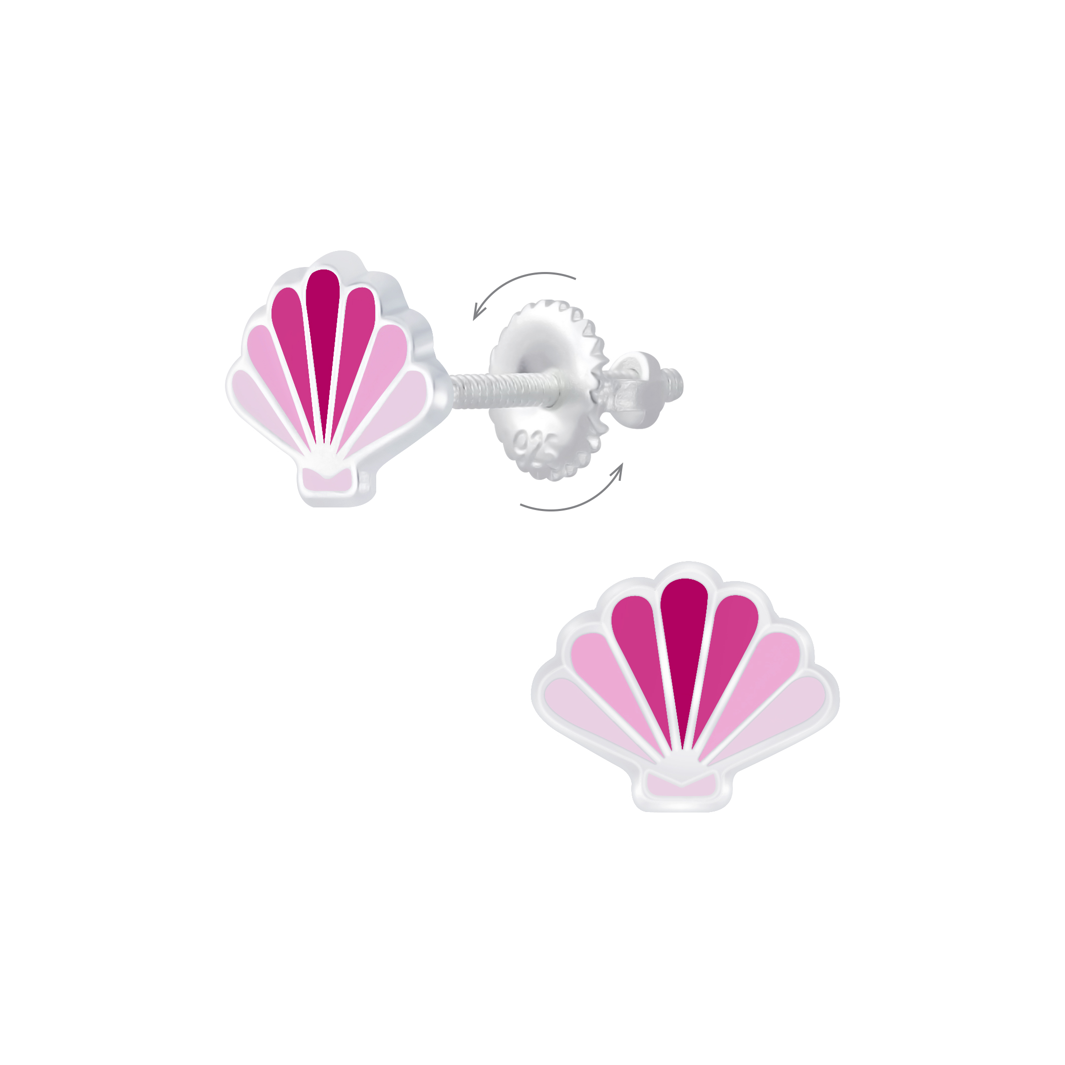 Ohrstecker Muschel rosa 925 Silber Drehverschluss Ohrstecker Muschel rosa 925 Silber Drehverschluss
