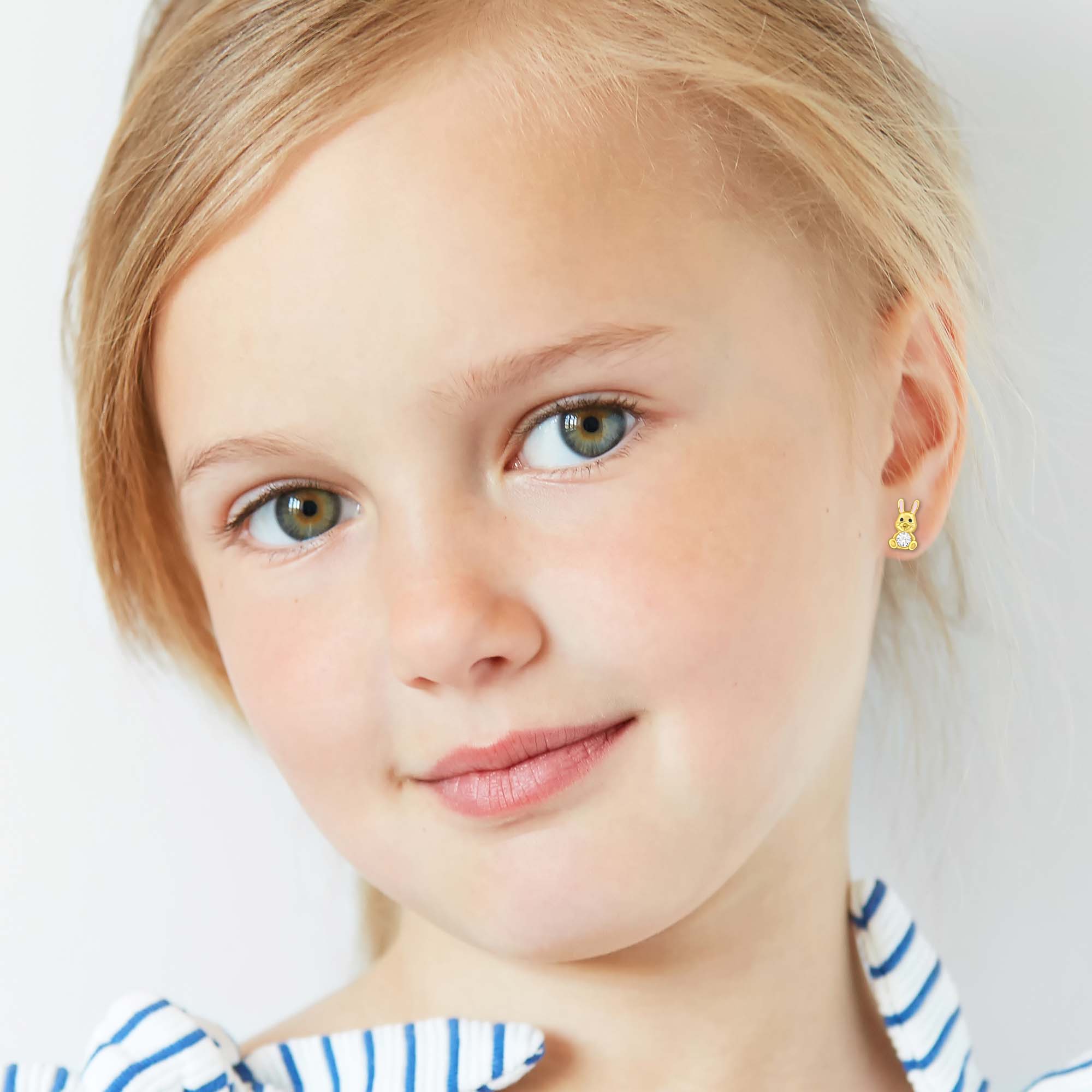 Ohrstecker Hase mit rosa Kristall PREMIUM 925 Silber vergoldet