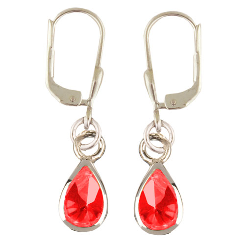 Ohrhänger Kristall Tropfen 6 x 4 mm in rot 925 Silber
