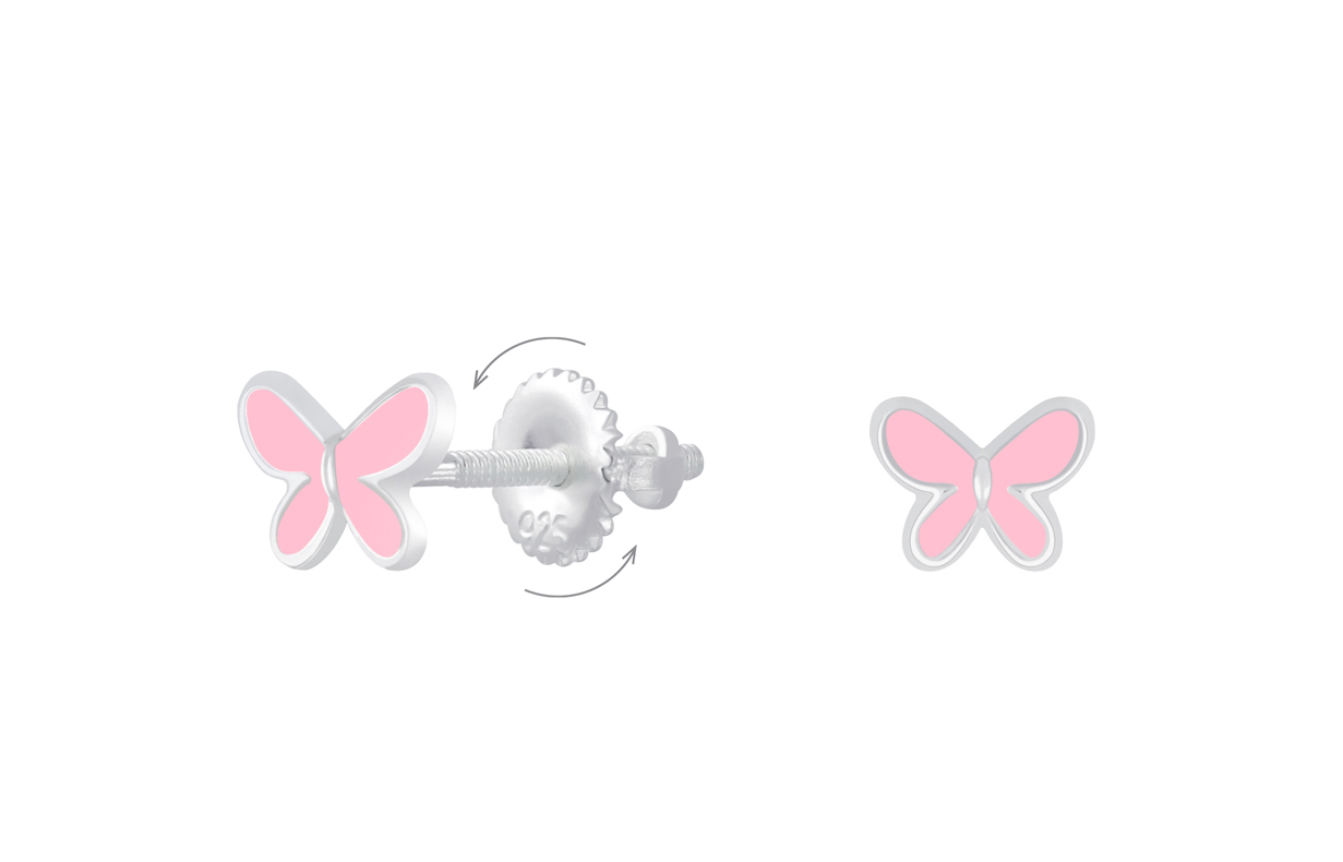 Ohrstecker rosa Schmetterling 925 Silber Drehverschluss Ohrstecker rosa Schmetterling 925 Silber Drehverschluss