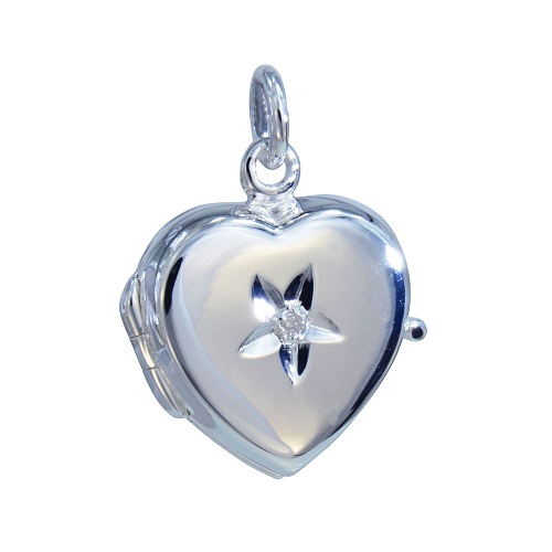 Herzmedaillon 20 mm mit echtem Diamanten 925 Silber Herzmedaillon 20 mm mit echtem Diamanten 925 Silber
