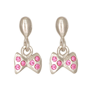 Schleife Ohrhänger rosa Kristalle 925 Silber
