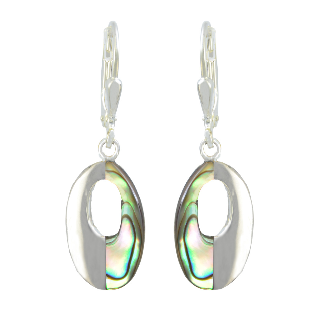 Ohrhänger oval Abalone 925 Silber rhodiniert Ohrhänger oval Abalone 925 Silber rhodiniert