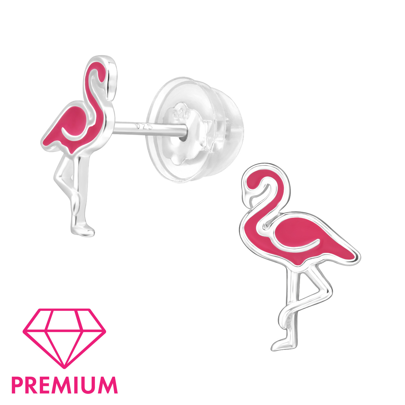 Ohrstecker Flamingo Pink 925 Silber e-coated PREMIUM
