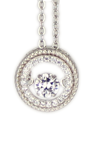 Kette runder kleiner Zirkonia Dancing Diamond rhod.925 Silber 45 cm + 3,5 cm