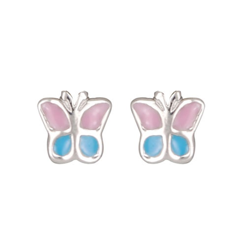 Schmetterling Ohrstecker rosa/blau 925 Silber Schmetterling Ohrstecker rosa/blau 925 Silber