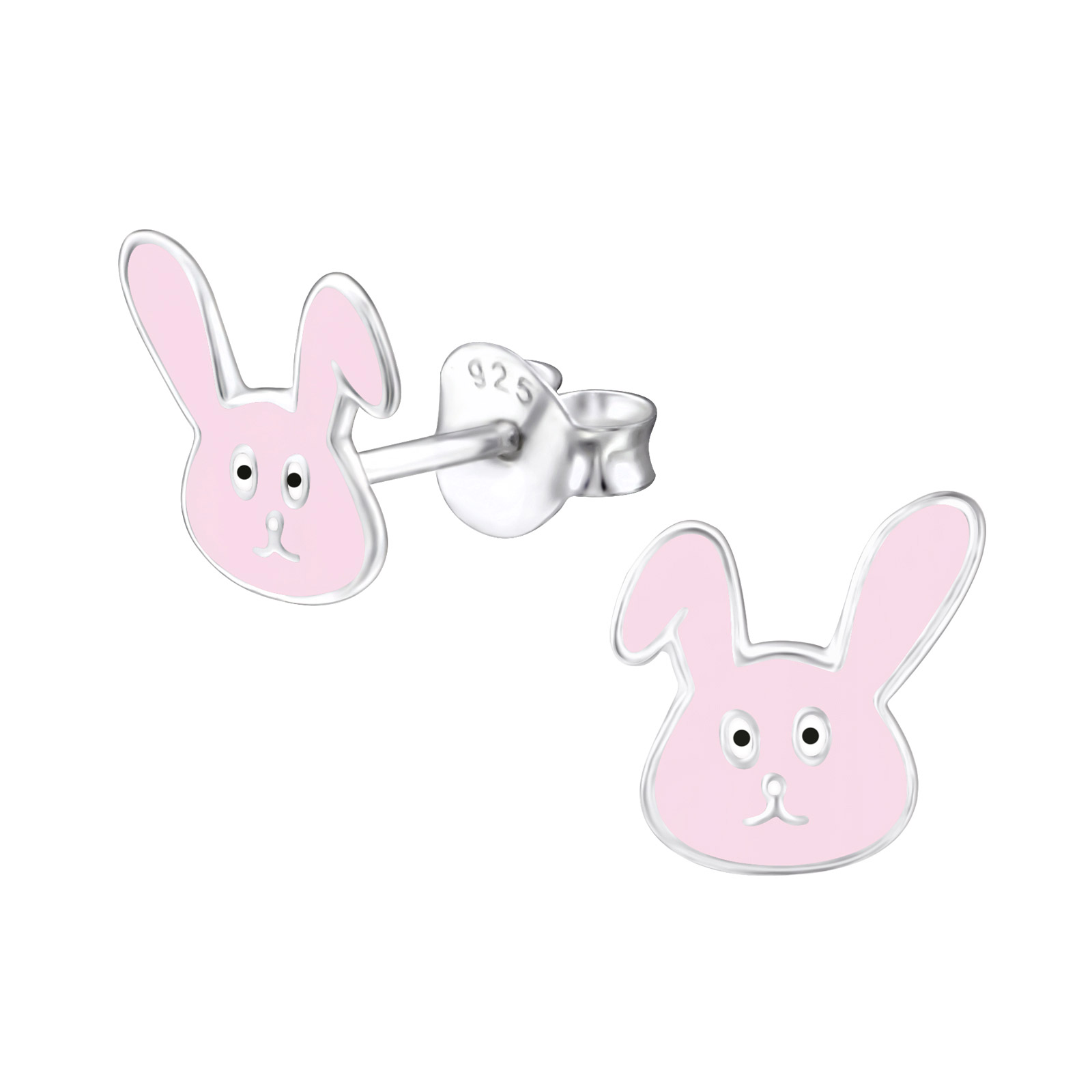 Ohrstecker rosa Hase mit Knick im Ohr 925 Silber e-coated Ohrstecker rosa Hase mit Knick im Ohr 925 Silber e-coated