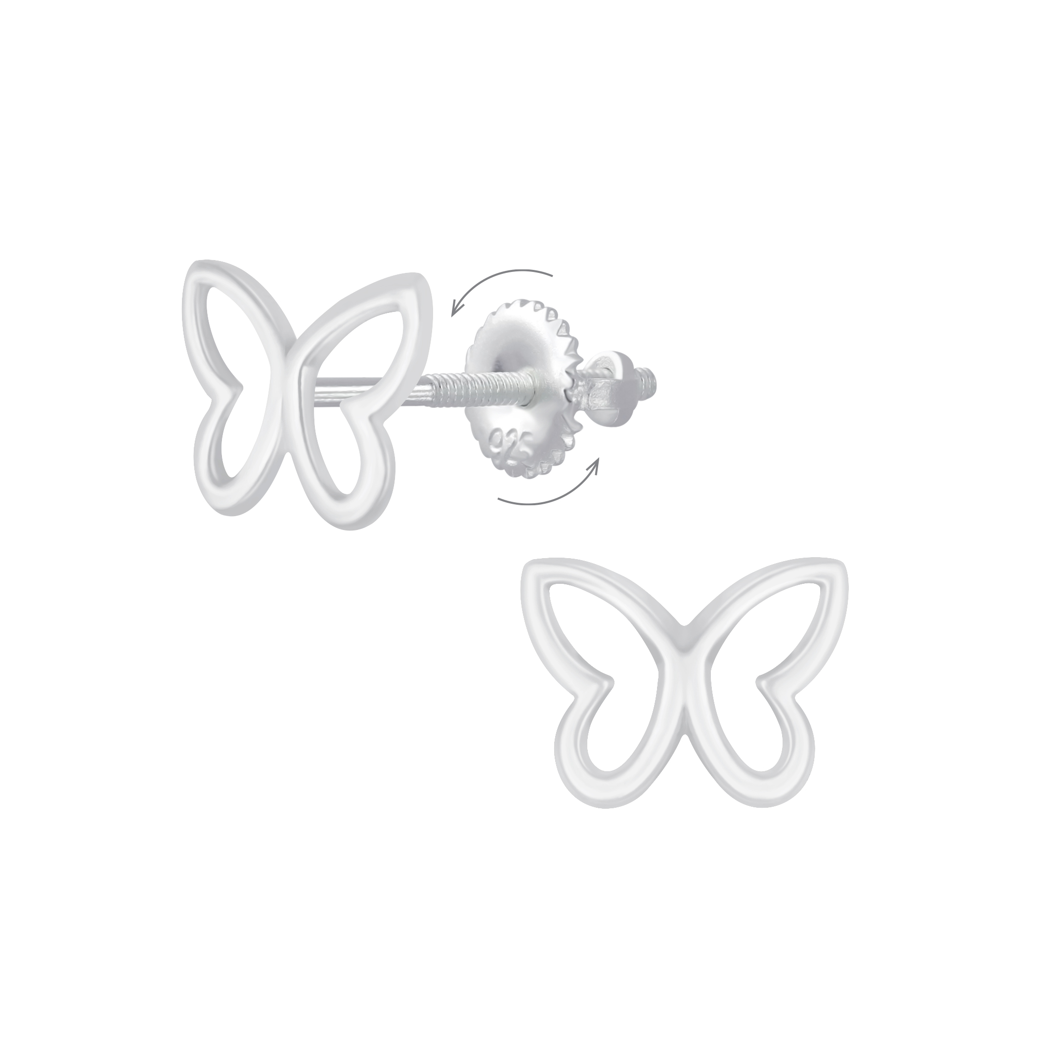 Ohrstecker Schmetterling 9 mm 925 Silber Drehverschluss Ohrstecker Schmetterling 9 mm 925 Silber Drehverschluss