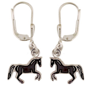 Pferd Ohrhänger schwarz 925 Silber Pferd Ohrhänger schwarz 925 Silber