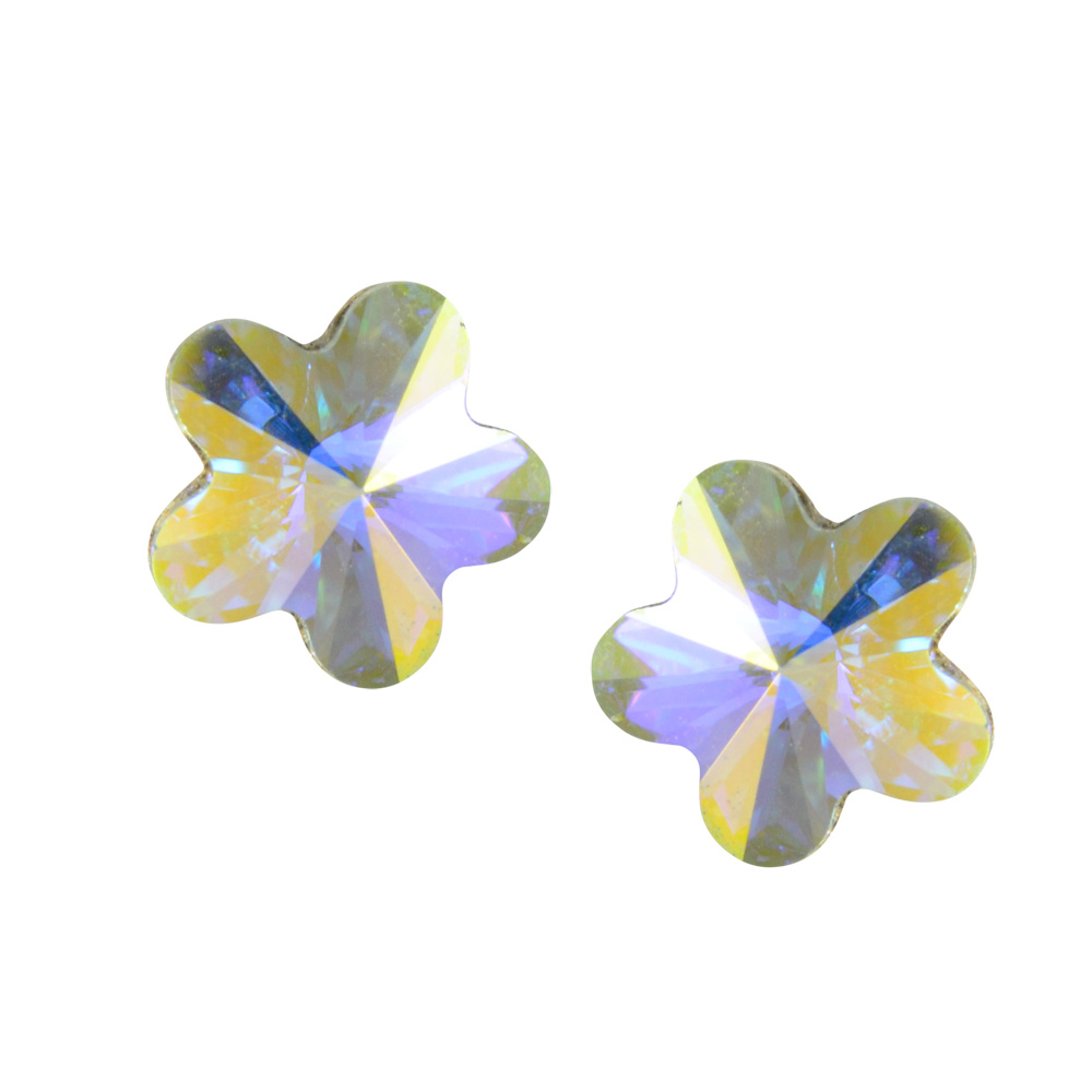 Ohrstecker  Kristall Blüte Crystal 925 Silber rhodiniert 6 mm