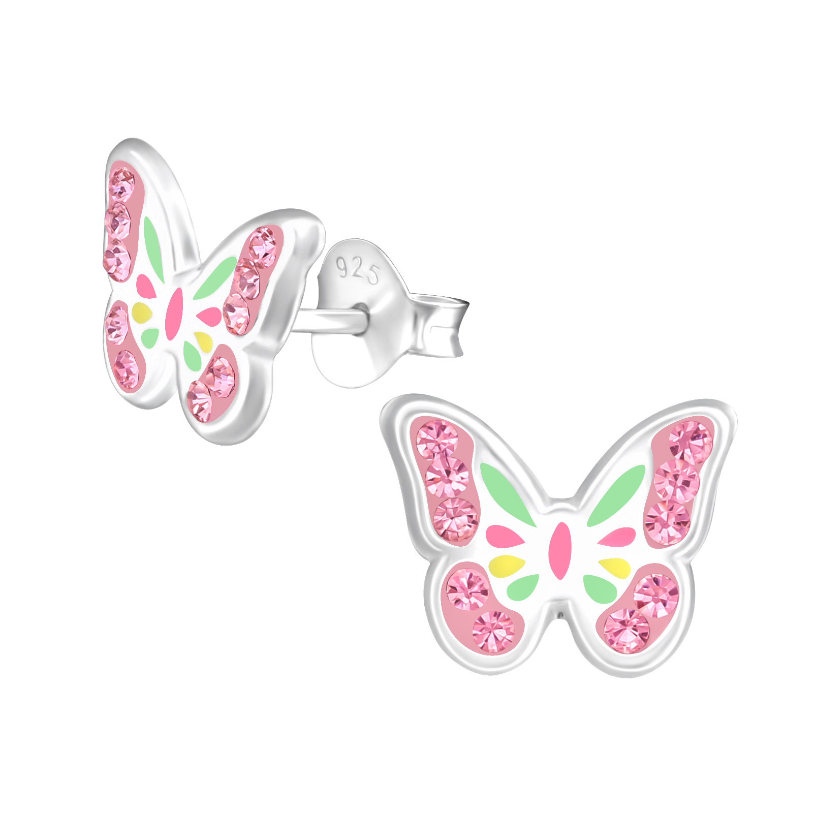 12059 Ohrstecker Schmetterling mit Kristallen 925 Silber e-coated