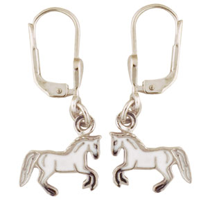 Pferd Ohrhänger weiß 925 Silber