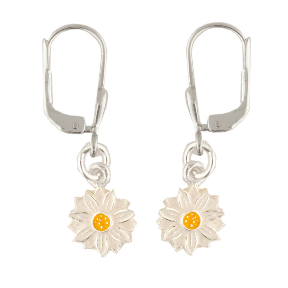 Ohrhänger Blüte weiß 925 Silber e-coated Ohrhänger Blüte weiß 925 Silber e-coated