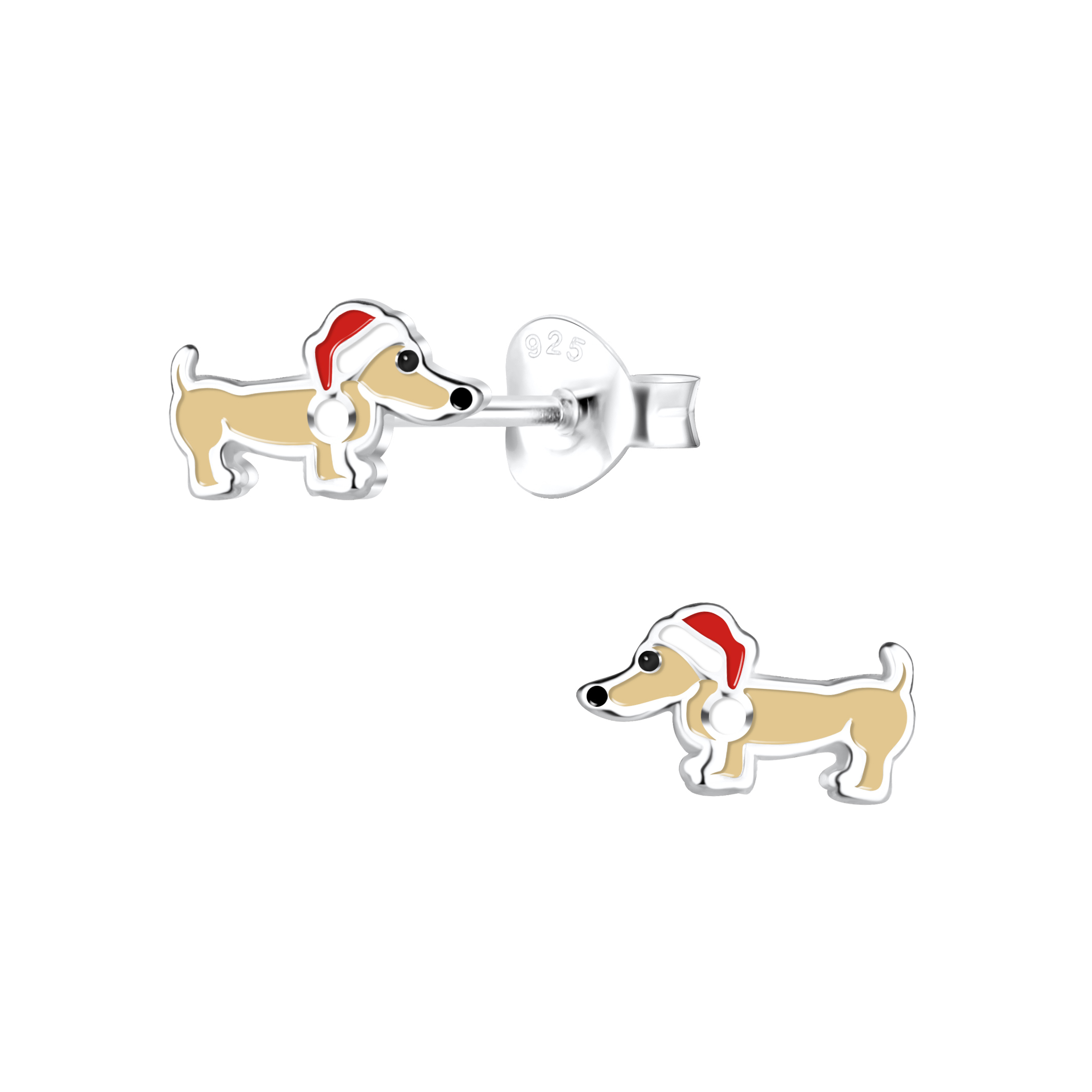 Ohrstecker Weihnacht Dackel 925 Silber e-coated