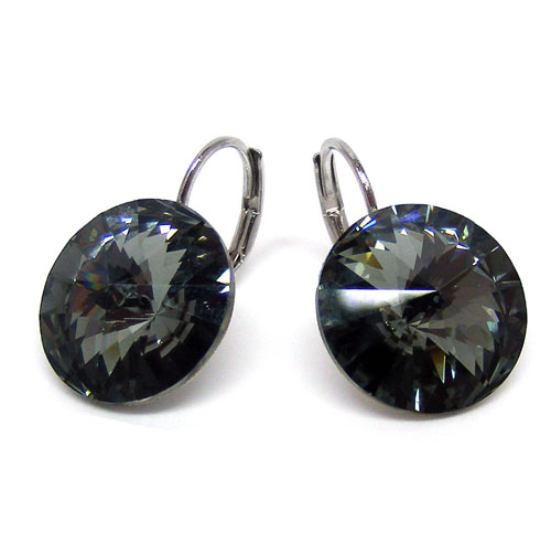 Ohrhänger Kristall 12 mm in Black Diamond