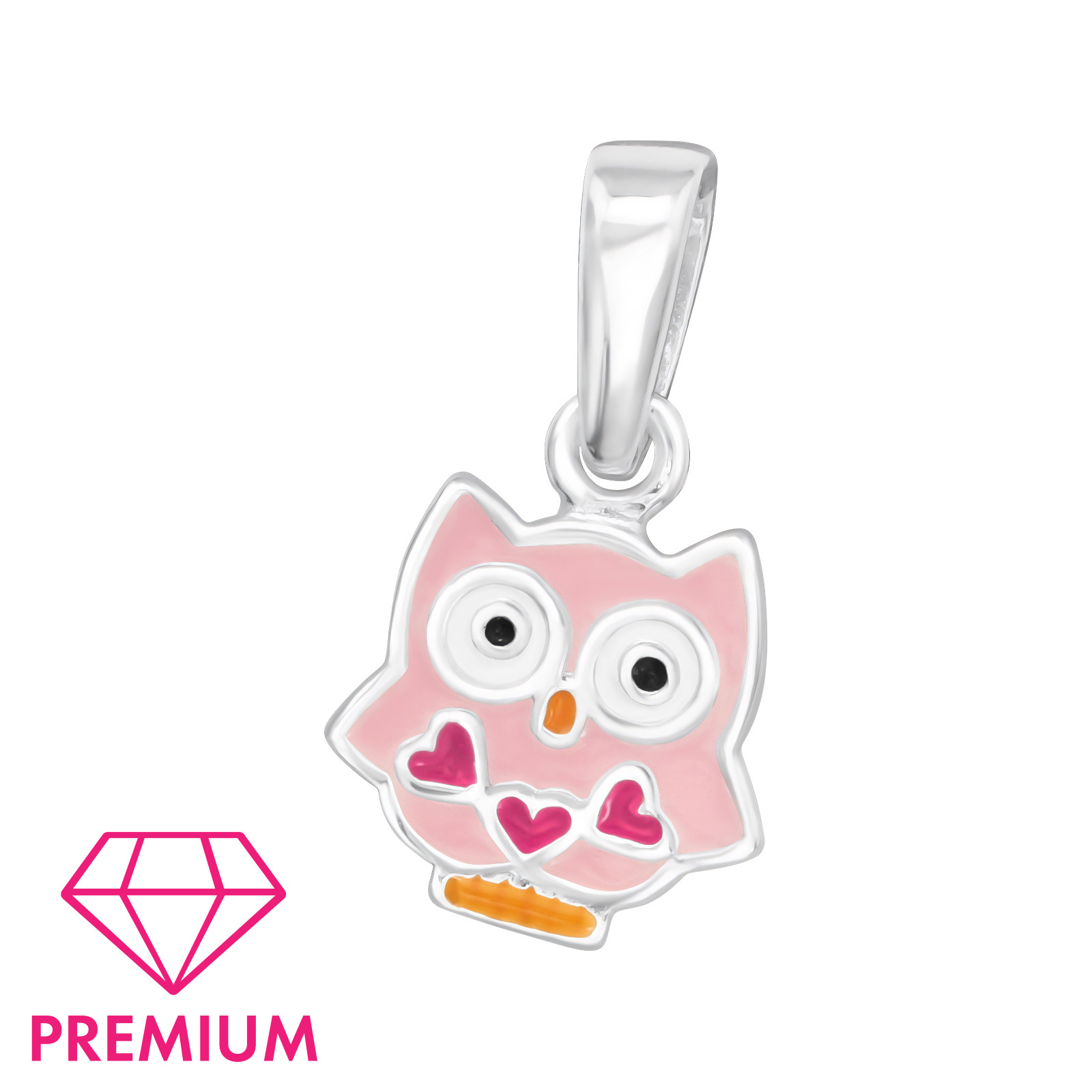 Anhänger Eule rosa PREMIUM 925 Silber e-coated Anhänger Eule rosa PREMIUM 925 Silber e-coated