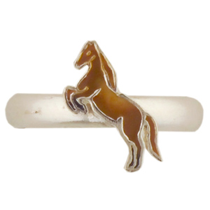 Ring Steigendes Pferd braun 925 Silber Ring Steigendes Pferd braun 925 Silber