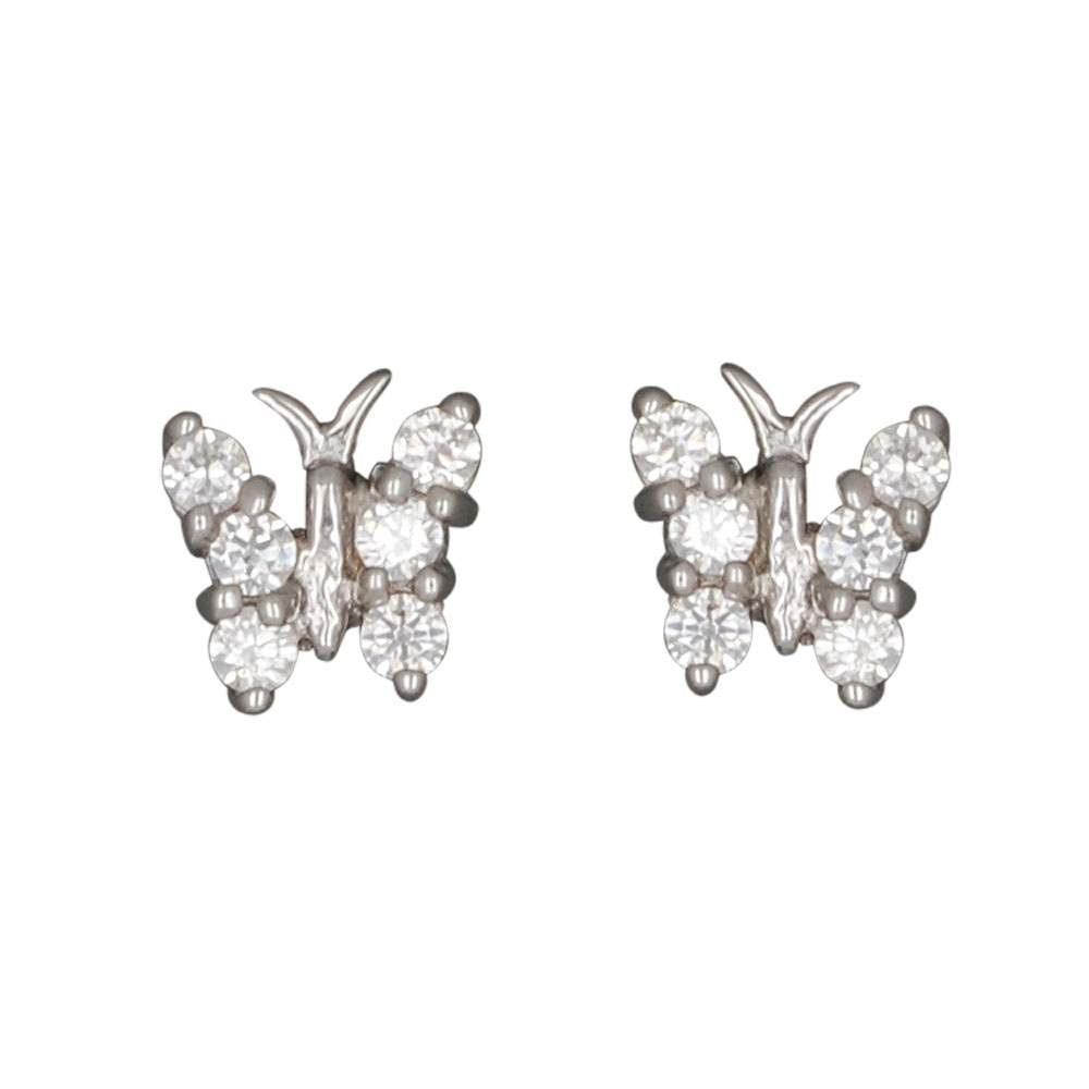 Ohrstecker Schmetterling mit weißen Kristallen 925 Silber e-coated Ohrstecker Schmetterling mit weißen Kristallen 925 Silber e-coated