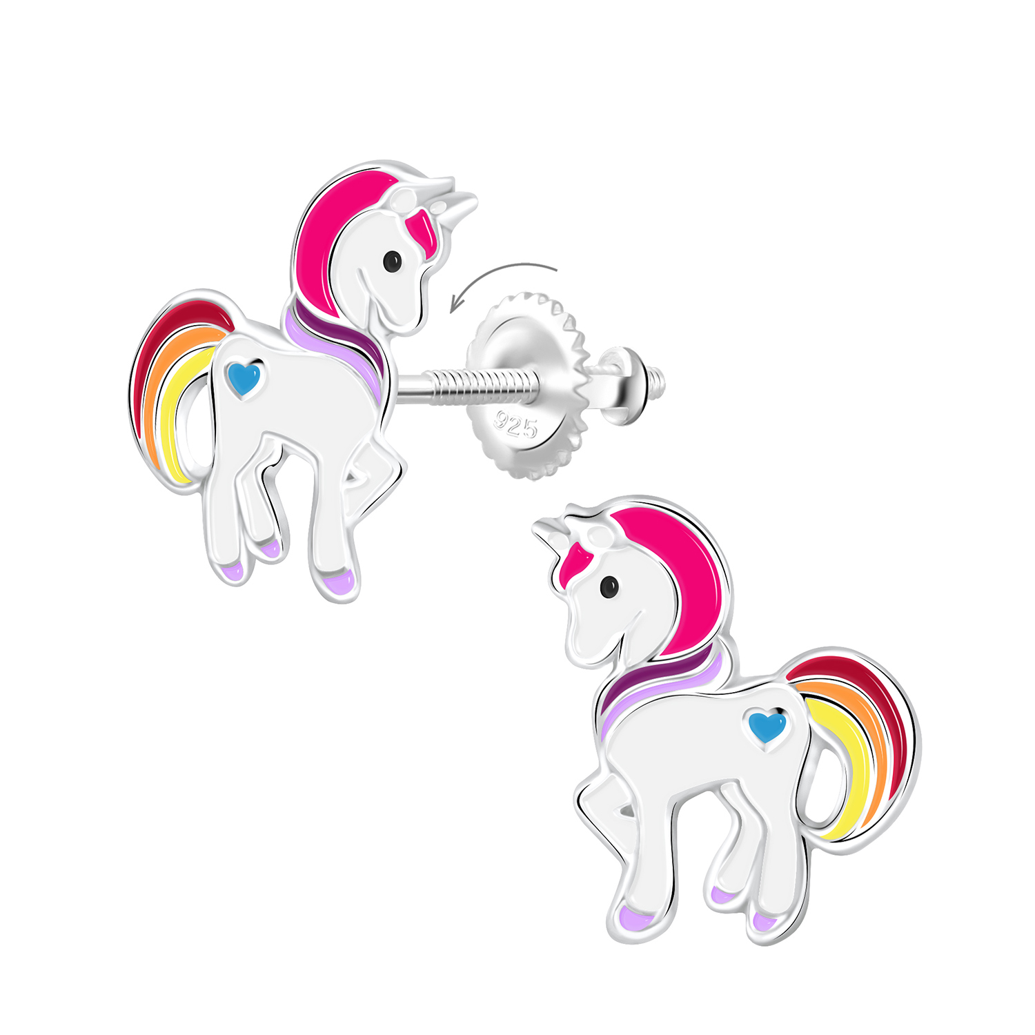 Ohrstecker stolzes Einhorn GROSS 925 Silber Drehverschluss Ohrstecker stolzes Einhorn GROSS 925 Silber Drehverschluss